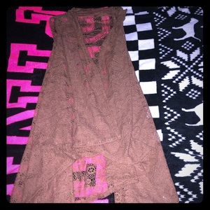 See through long open vest